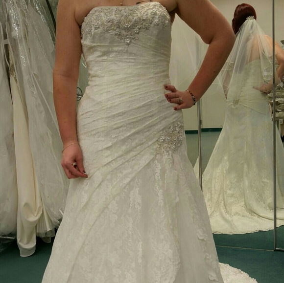 A-line Lace Wedding Dress with Side Split Detail - Picture 1 of 8
